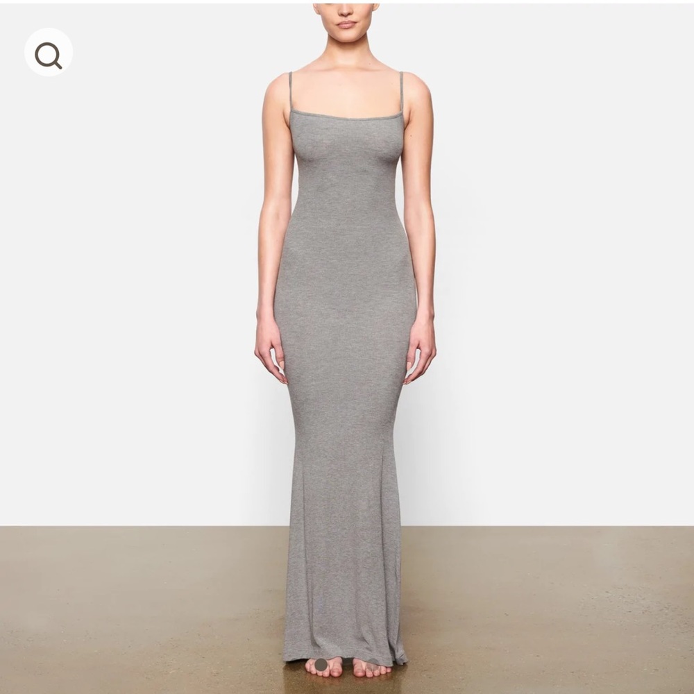 SKIMS Gray Slim Slip Maxi Dress